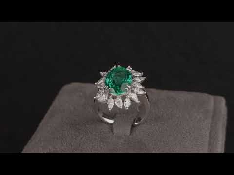 Ring with 4.45-carat Brazilian emerald and diamonds, set in 900 platinum Video  № 1