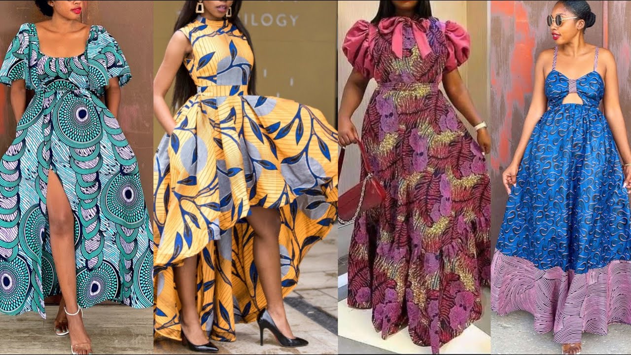 New & Stylish Ankara Long Flare Gown Styles for African Women | Unique  Ankara Long Dresses style