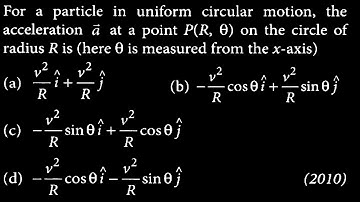 For a particle in uniform circular motion, the acceleration ā at a point P(R, 0)  KM DTS 41 Q10