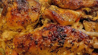 Oven Baked Garlic and Herb Turkey Wings and Chicken Thighs