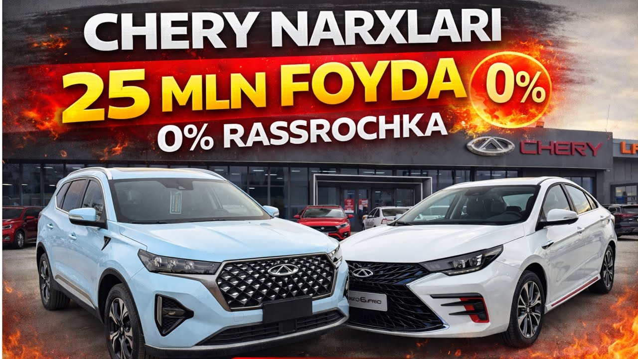 Chery narxlarida oʻzgarish 🔥 0% RASSROCHKA || 25 mln FOYDA || CHERY ARRIZO 6 pro ARRIZO 8 gibrid