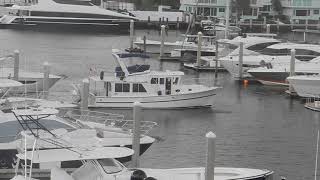 Single engine Helmsman trawler docking Trawler Fest