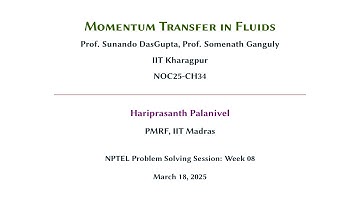 Week 08 | Momentum Transfer in Fluids | NPTEL Problem Solving Session