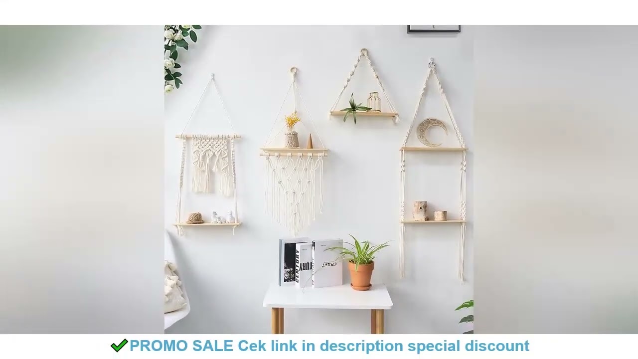 Macrame Wall Hanging Shelf Boho Home Decor Shelves On Wall Wood Decoration for Bedroom Living Room N