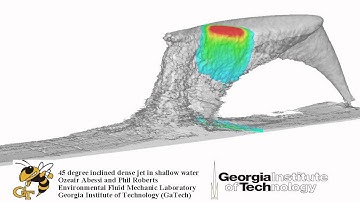 45 degree dense jet in shallow water