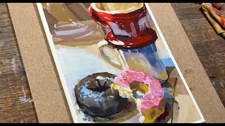 Coffee and Donuts in Gouache