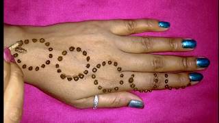 Happy Hartalika Teej Special Beautiful Flowers Mehndi Design Using Coin And Matchstick