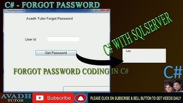 forgot password c# code || how to create forgot password in c# sql server
