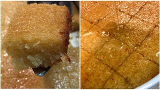 ඩෙසර්ට් කේක්  (ENG SUB) Basbousa Dessert cake drizzled with sugar syrup