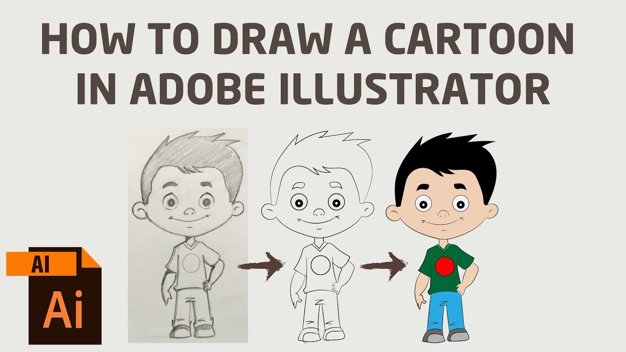 How to draw a Cartoon Character in Adobe Illustrator Drawing Tutorial Step  by Step - YouTube