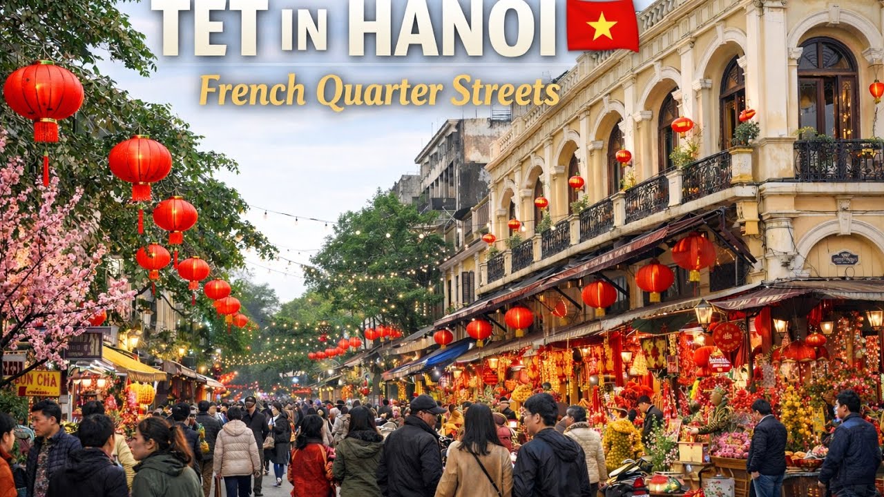 Tet in Hanoi 🇻🇳 | French Quarter Streets During Lunar New Year (4K Walking Tour)