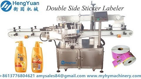 Automatic front and backside double sides labeling machine for shampoo bottle label applicator