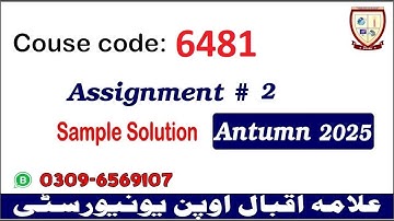 Aiou 6481 assignment 2 Autumn 2025 solutions @picksPK