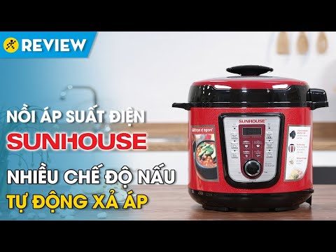 Nồi áp suất điện Sunhouse 6 lít: tự động xả áp, chế độ nấu đa năng (SHD 1767) • Điện máy XANH