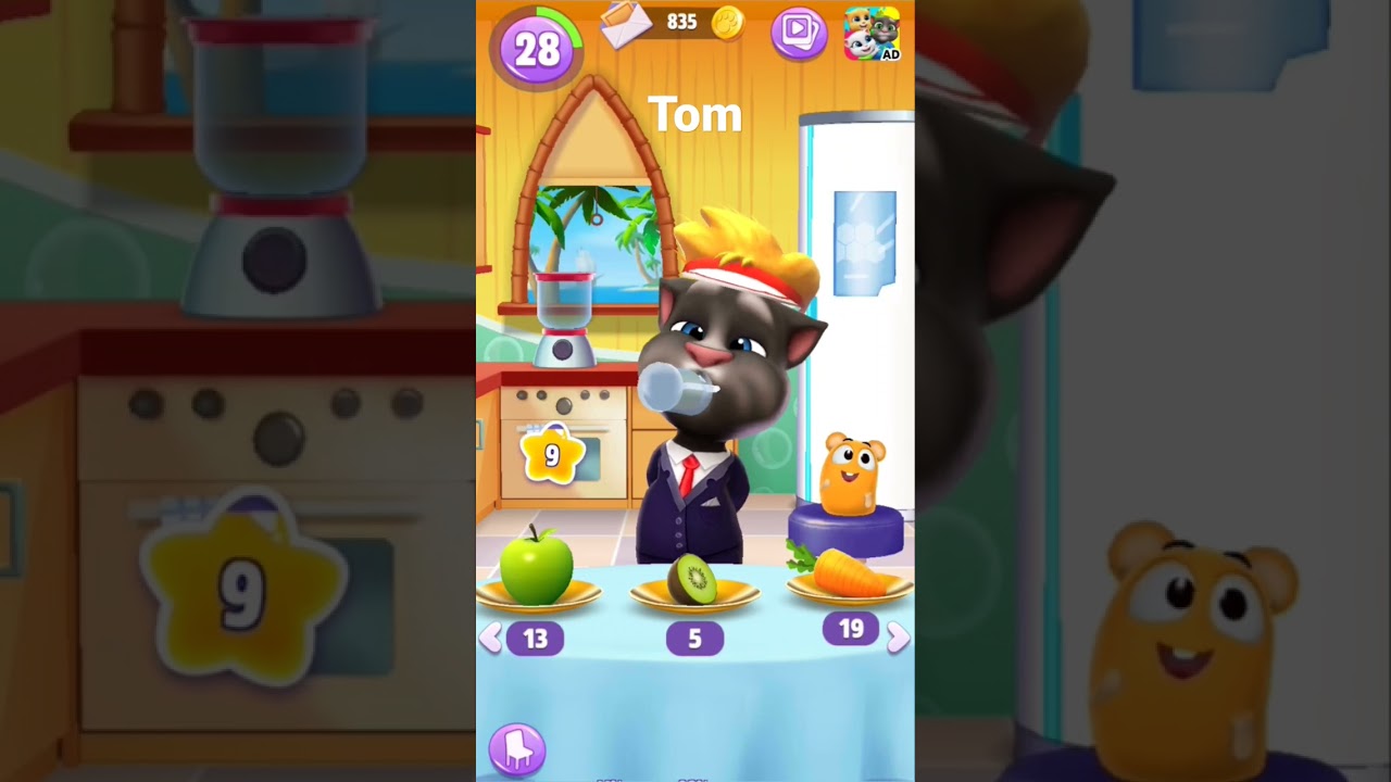 Tom eating apple juice 