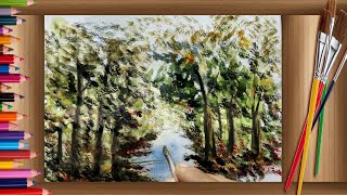 How to drawing  Cool Painting a Beautiful Way in Jungle and Bamboo Trees