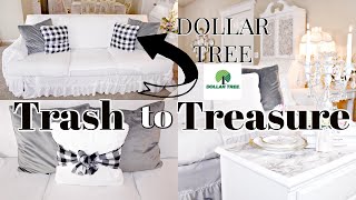 💕TRASH to TREASURE THRIFT STORE MAKEOVERS 💕NO SEW SOFA SLIPCOVER DOLLAR TREE PILLOWS, MARBLE TABLE