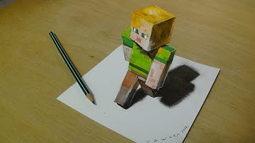 How to Draw Alex from Minecraft - Drawing 3D Alex - VamosART