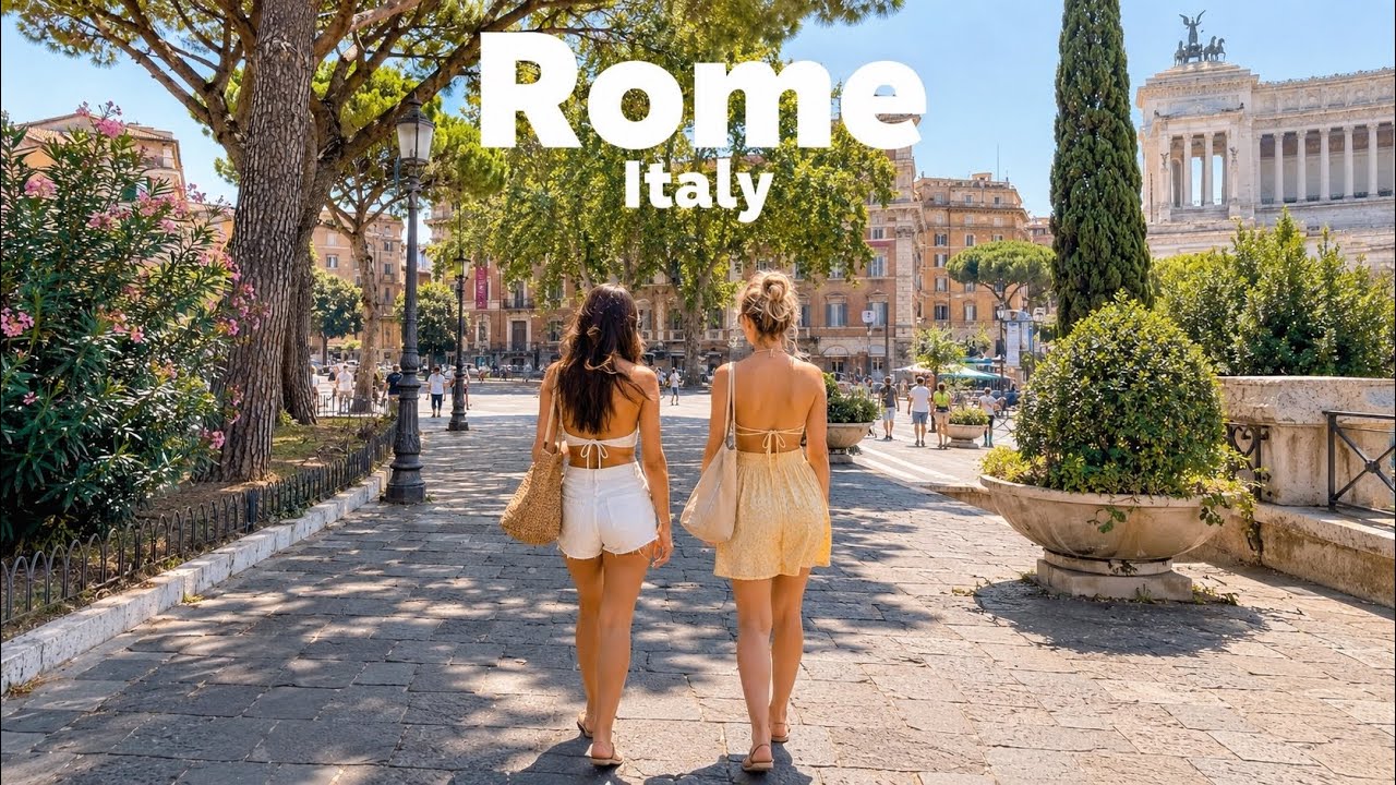 Rome, Italien | Colosseum → Trastevere | Sommarpromenad i Staden 4K