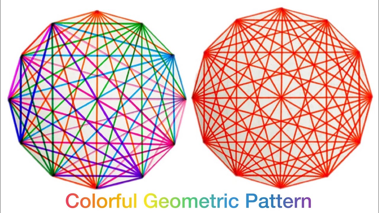 Drawing Geometric Pattern in Circle 🌈 Easy Geometric Drawing Tutorial 🏻 ...