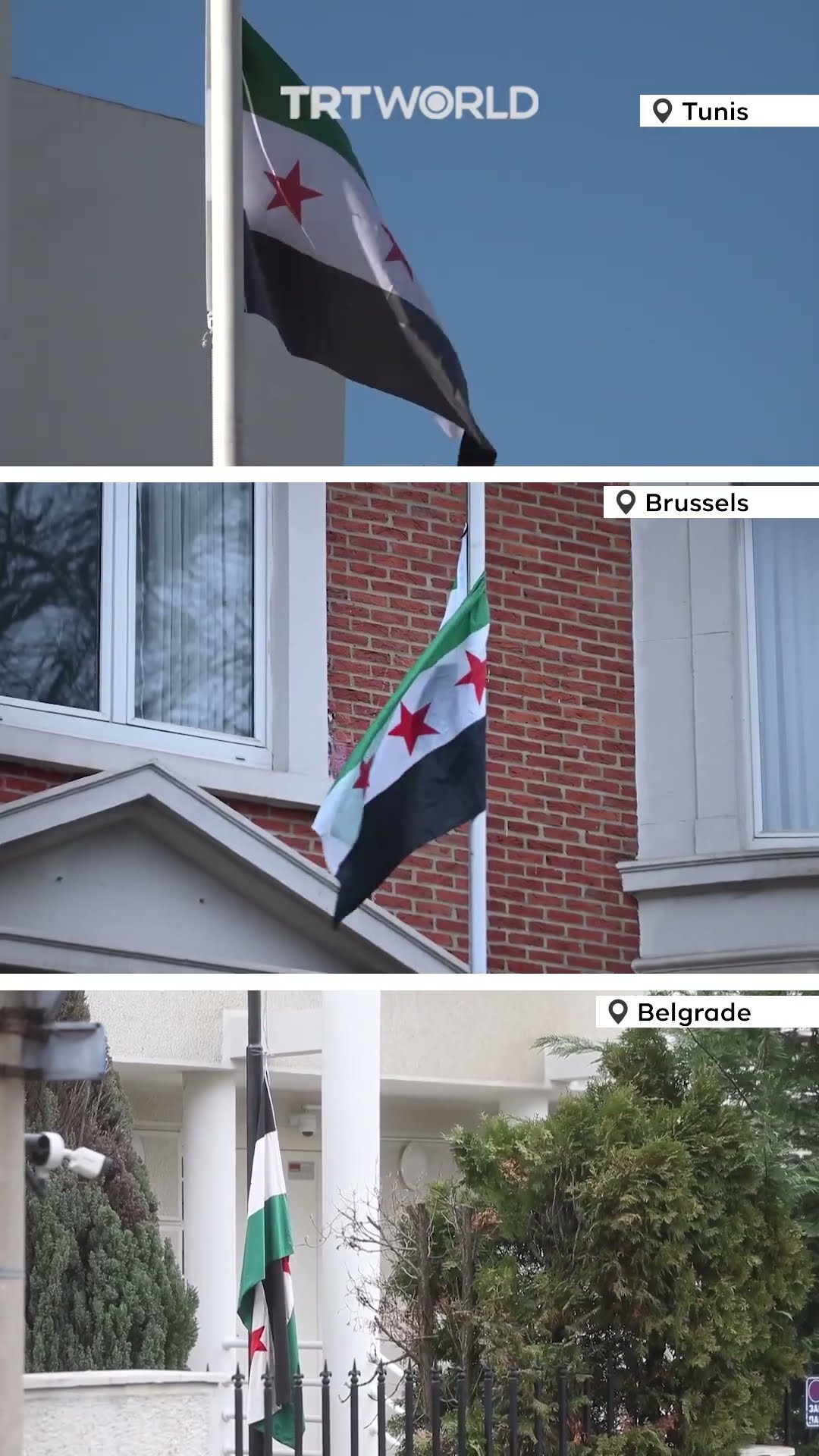 Regime flags replaced with opposition flags in Syrian embassies