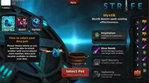Strife Beta "First Pet choices"