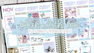 PLAN WITH ME // FALL PLANNER STICKERS // PRINTABLE PLANNER STICKERS // CARDBOARD COUTURE