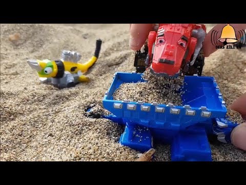 Dinozor Makineler Kumsalda Yiyecek Arayışında - DinoTrux By the Seaside & Food Search