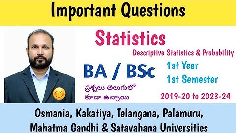 Statistics | Important Questions 2023 | BA BSc 1st Semester | UG | Degree | OU KU PU TU MGU SU