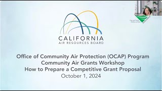 OCAP Community Air Grants Workshop - How to Prepare a Competitive Grant Proposal