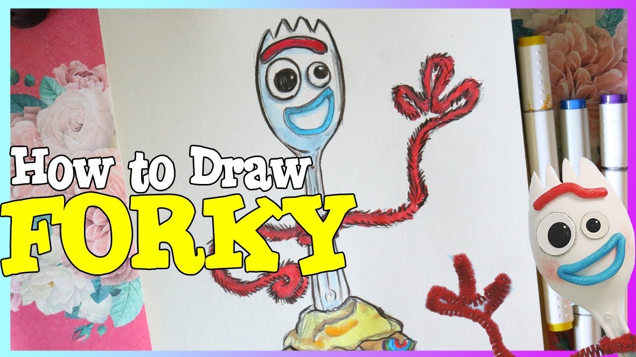 How To Draw Forky From Disney Pixar S Toy Story 4 Youtube