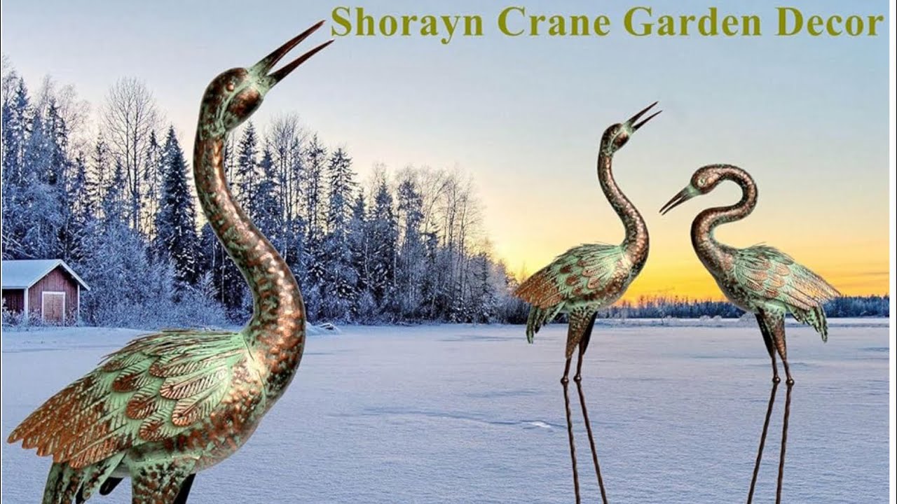 Shorayn Garden Crane Statues, Blue Heron Sculptures for Outdoor, Cranes ...