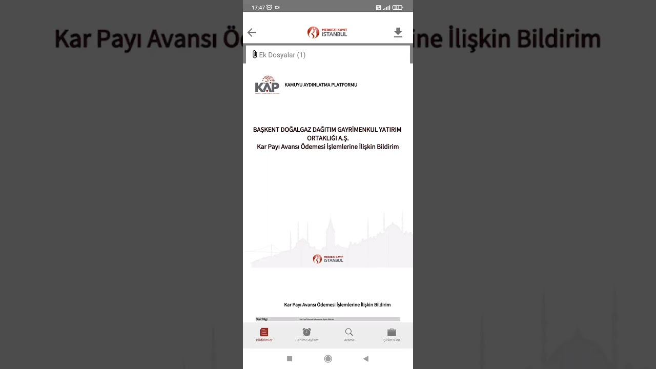 Başkent Doğalgaz Kar payı Avansi dağıtım kararı 