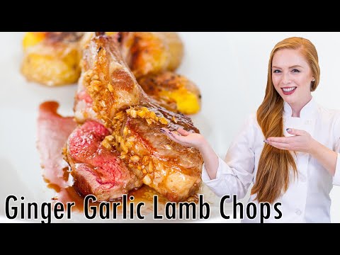 Garlic Ginger Glazed Lamb Chops with Crushed Baby Potatoes