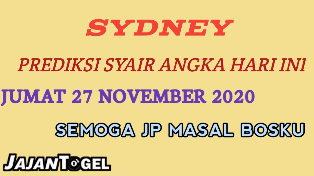 Prediksi Angka Sdy Jumat 27 November 2020 Prediksi Syair Sydney Youtube
