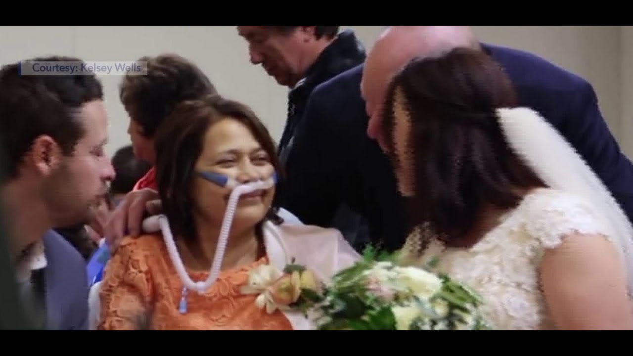 Bride has emotional wedding at hospital so mother dying of breast cancer can attend