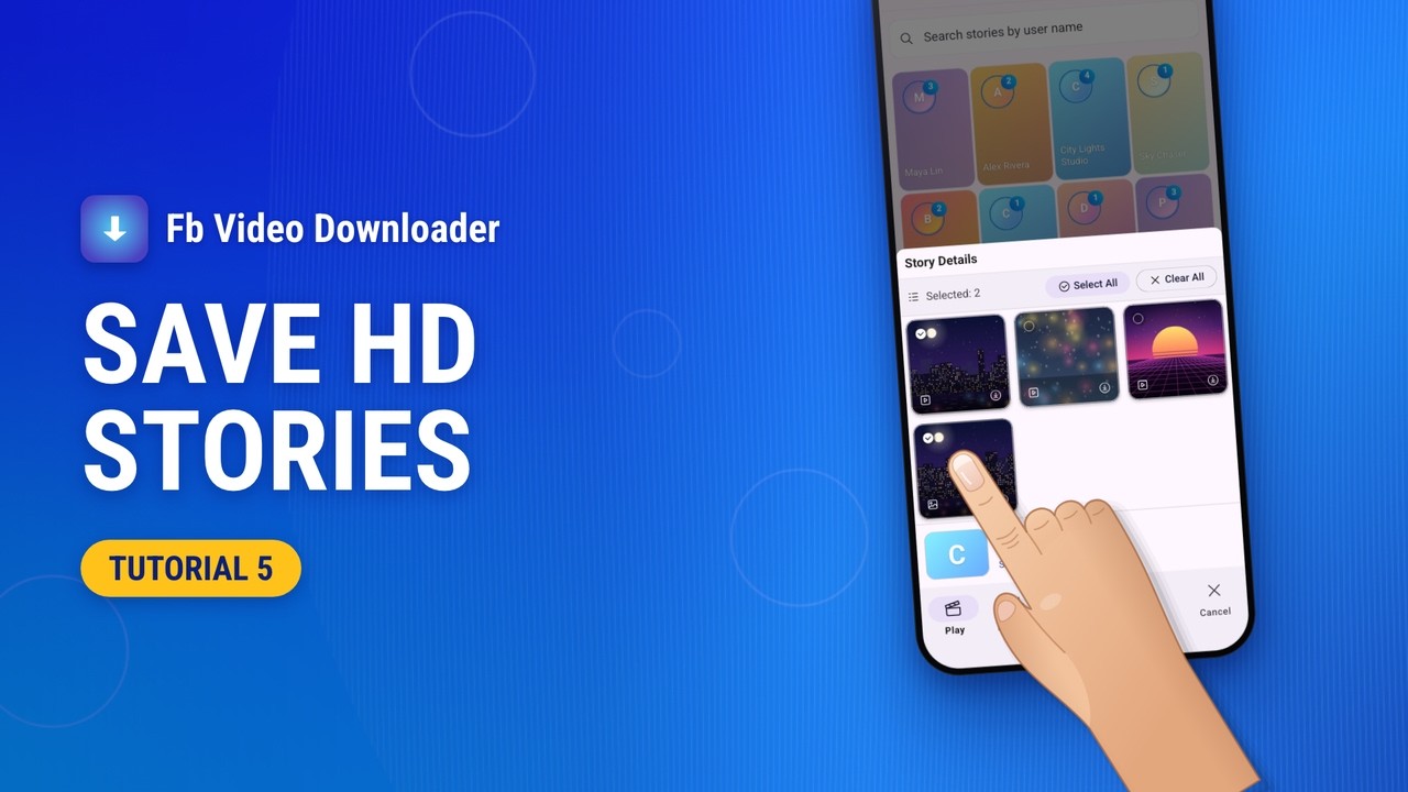 Fb Video Downloader tutorial 5: Download HD stories