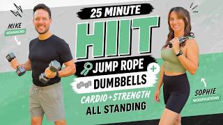 25 MIN Jump Rope & Dumbbell HIIT | To The Beat + Modifications