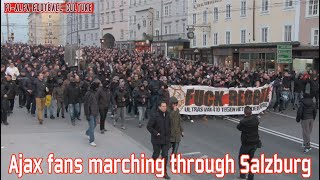 Ajax fans marching through Salzburg