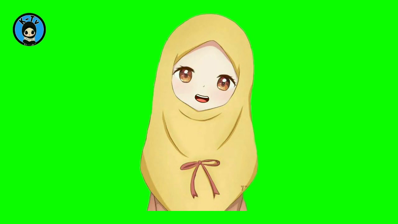  GREEN  SCREEN  ANIMASI  KARTUN  MUSLIMAH BERHIJAB ANIMASI  