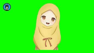 GREEN SCREEN ANIMASI KARTUN MUSLIMAH BERHIJAB || ANIMASI MULUT BERBICARA