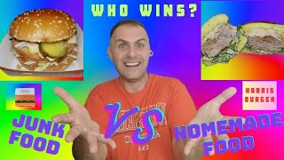 Rate Junk Food vs Homemade food!Το καλύτερο Σπιτικό Μπέργκερ!Harris Burger
