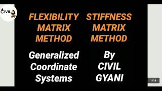 Flexibility Matrix Method And Stiffness Matrix Method। Lecture 4। Coordinate Systems। SA - 3