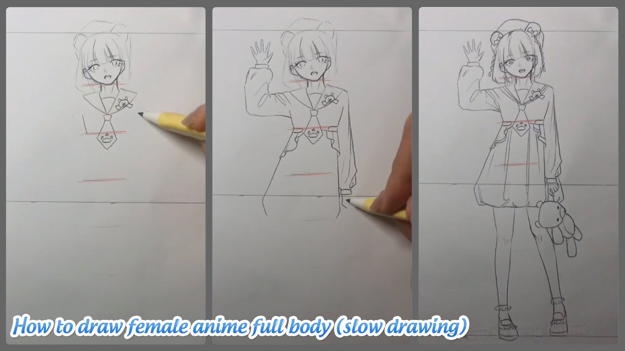 How To Draw Female Anime Full Body (Slow Drawing) - Youtube