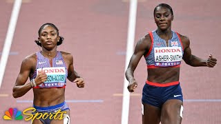 Melissa Jefferson-Wooden blows past 200m field in semi, one win away from worlds double | NBC Sports