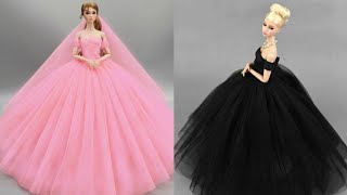 Pembuatan gaun Barbie | DIY |  tidak ada jahitan lakukan sendiri ~ kerajinan 5-Menit / kreasi Barbie