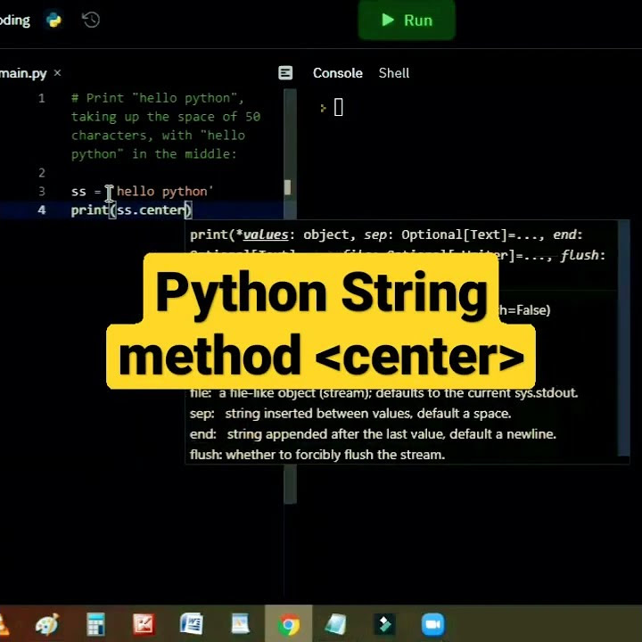 python string method center | python tutorial #shorts #eics #cbseboard ...