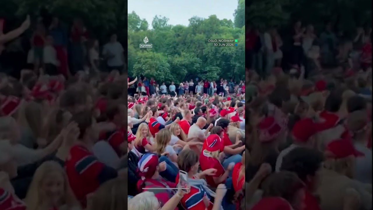 Thousands do viral ‘Viking row’ in Oslo after Norway advance | AJ #shorts