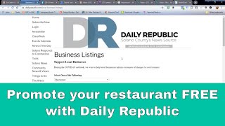 Daily Republic business listing to help local restaurants in Fairfield and Suisun