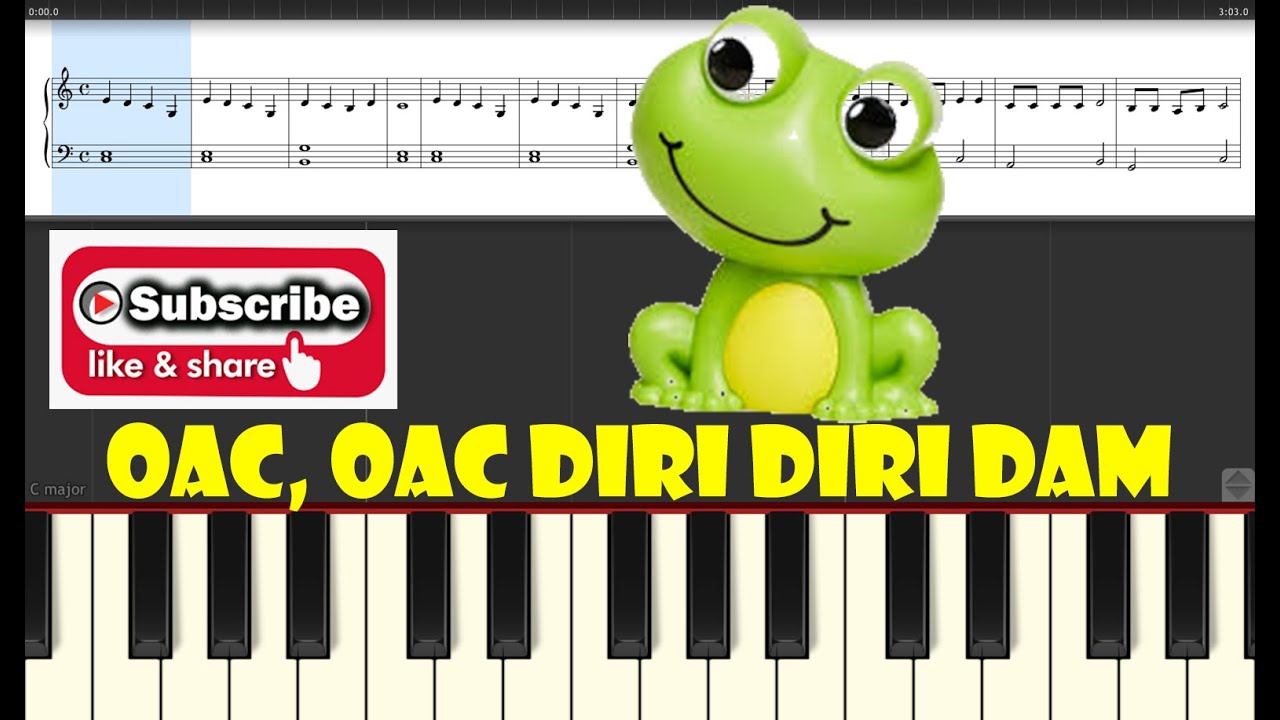 🎹 OAC, OAC DIRIDIRIDAM (tutorial pian/orgă cu note + digitatie - nivel  începător) - cântece copii - YouTube